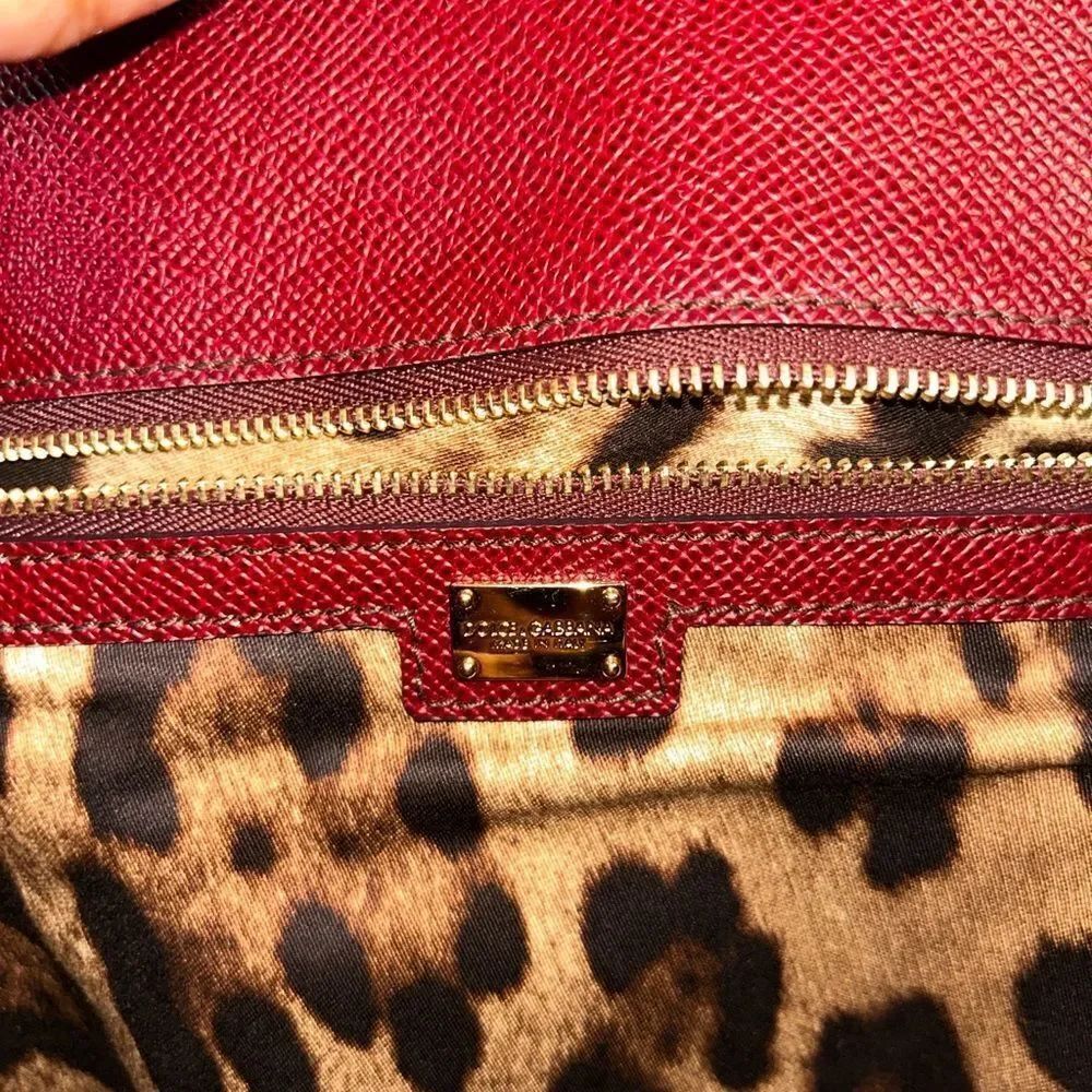 Authentic Dolce & Gabbana Sicily Burgundy Leather Tote - Picture 7 of 16